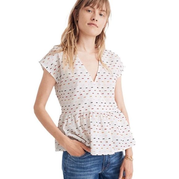 Madewell Tops - Madewell Ruffle Hem Top Clipdot Medium